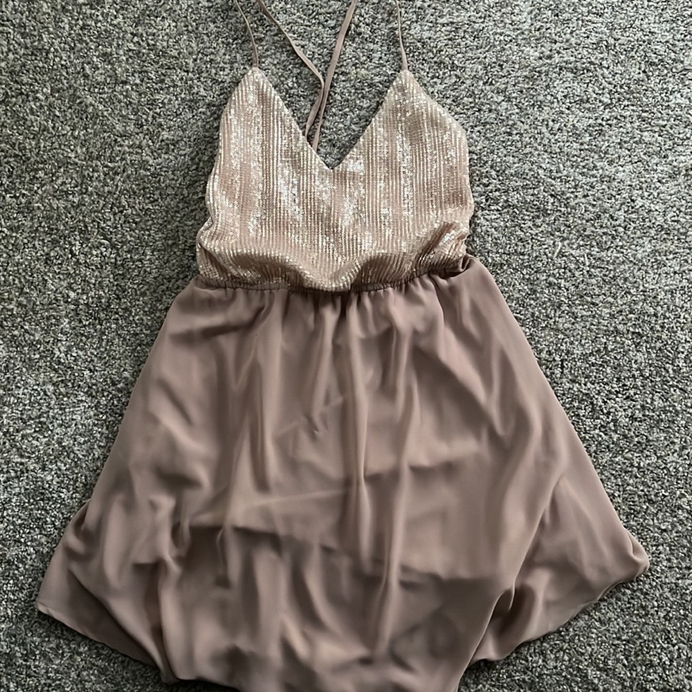 Blush Sequin Tie Cross Back Dress